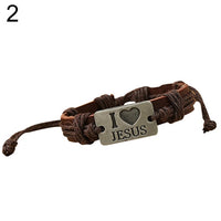 Leather handmade 'I love Jesus" Bracelet