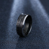 Black Stainless Steel Engraved Ring