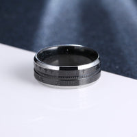 Black Stainless Steel Engraved Ring