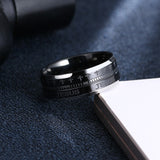 Black Stainless Steel Engraved Ring