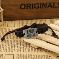 Leather handmade 'I love Jesus" Bracelet