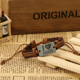 Leather handmade 'I love Jesus" Bracelet