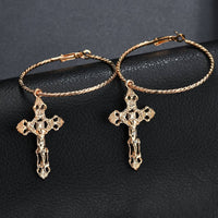 Gold and Silver Cross Earrings