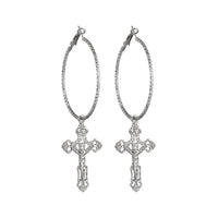 Gold and Silver Cross Earrings