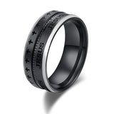 Black Stainless Steel Engraved Ring